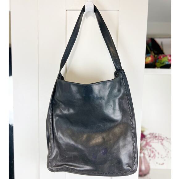 Vintage Coach 9466 Black Cowhide Leather Tote Shoulder Bag Whipstitch - Picture 2 of 10